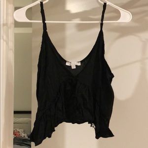 Black crop flowy top